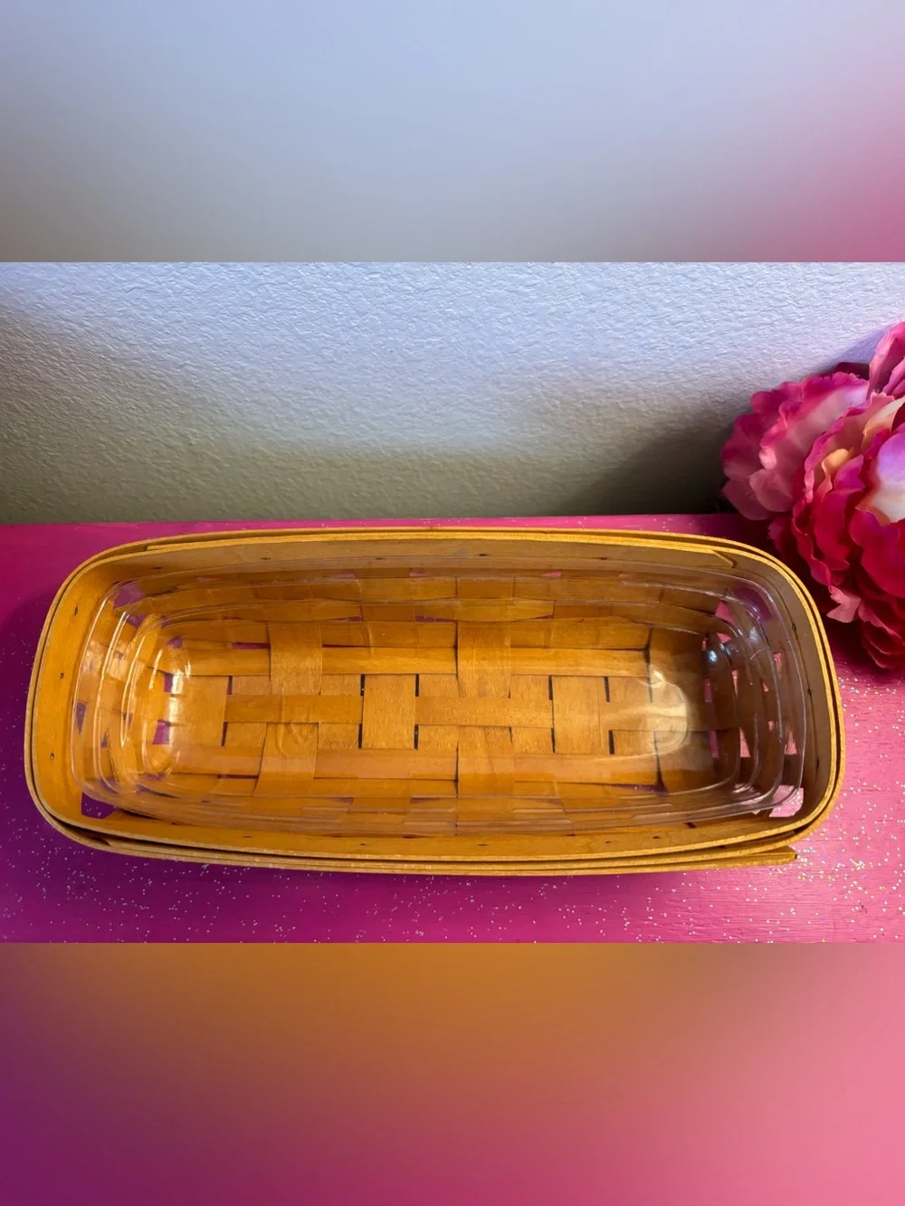 Vintage Longaberger 2000 Cracker Basket with Plastic Protector